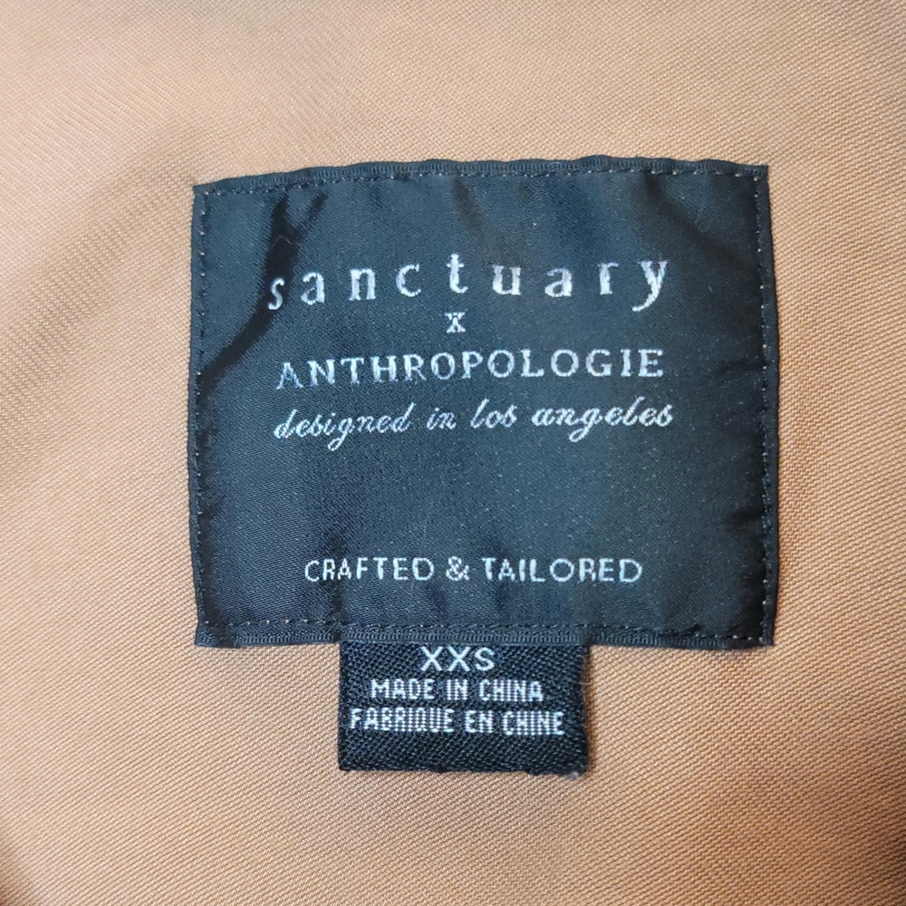 Anthropologie X Sanctuary Cropped Trench Coat Sz XXS Tan Slant Pockets Buttons - Picture 14 of 16